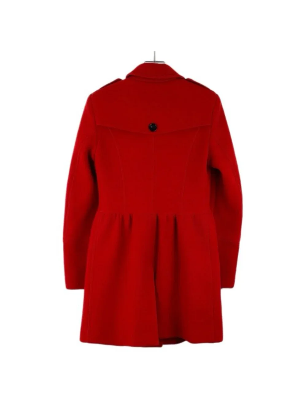 Burberry Red Wool Double-Breasted Long Coat - Picture 2 of 6